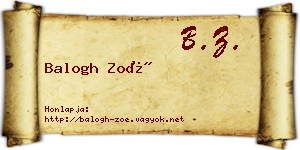 Balogh Zoé névjegykártya